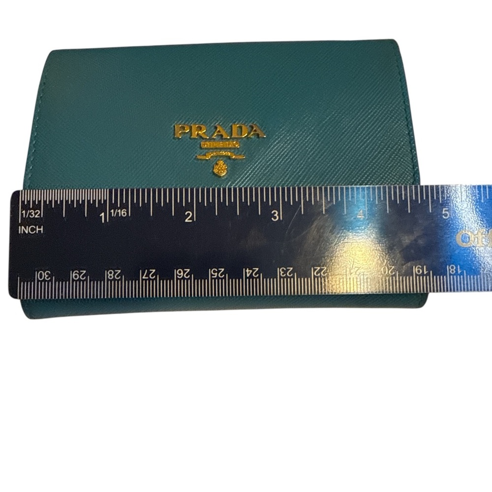 PRADA EUC Turquoise Wallet with Gold Accents - Picture 6 of 7
